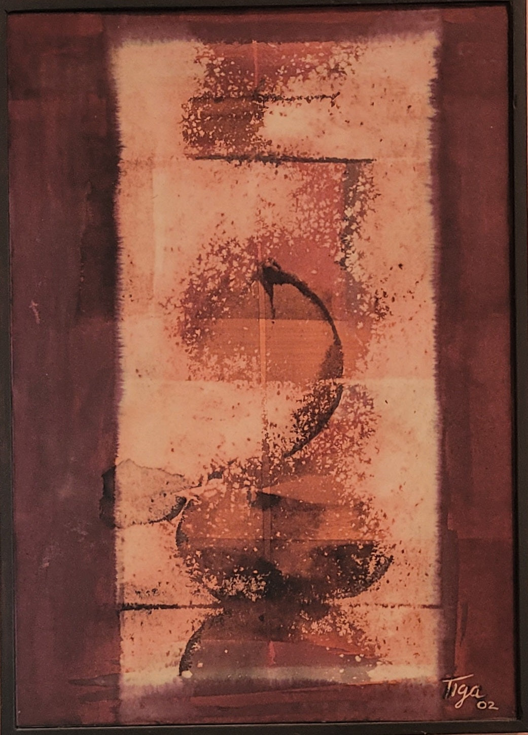 Jean-Claude Garoute "TIGA" (1936-2006) 14"x11" Abstract Circles 2002 Ink on Board Painting #1WF