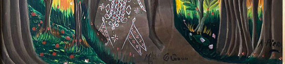 Andre Pierre (1914-2005) 36"x24" Met Ogou c1980 Oil on Canvas Unframed Painting #2JN-HA