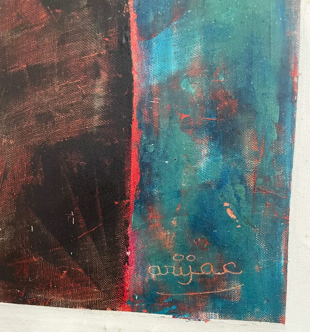 Harry Jacques (Arijac) 40"x30" The Lady Seller in Red 1992 Graded A Encaustic on Canvas Painting #77-3-96AN