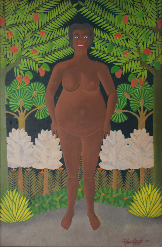 Salnave Philippe Auguste (1908-1989) 48"x32" Eve in Paradise 1977 Oil on Board Painting #6-3-96GSN-Fondation Marie & Georges S. Nader