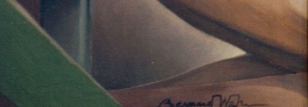 Bernard Wah (1939-1981) 36"x24" Nude Figure with Stylized Male Figure 1981 Oil on Canvas Unframed Painting #1JN-HA