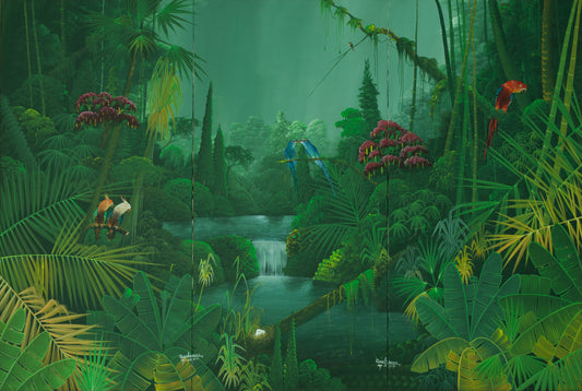 Albott Bonhomme 40"x60" Nighttime in Paradise  2008 Acrylic on Canvas Painting #3-10-08GSN-Fondation Marie & Georges S. Nader