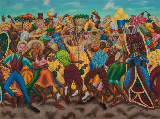 Jean-Baptiste Bottex (1918-1979) 30"x40" Street Carnival 1969 Oil on Board Painting #2-3-96GSN-Fondation Marie & Georges S. Nader