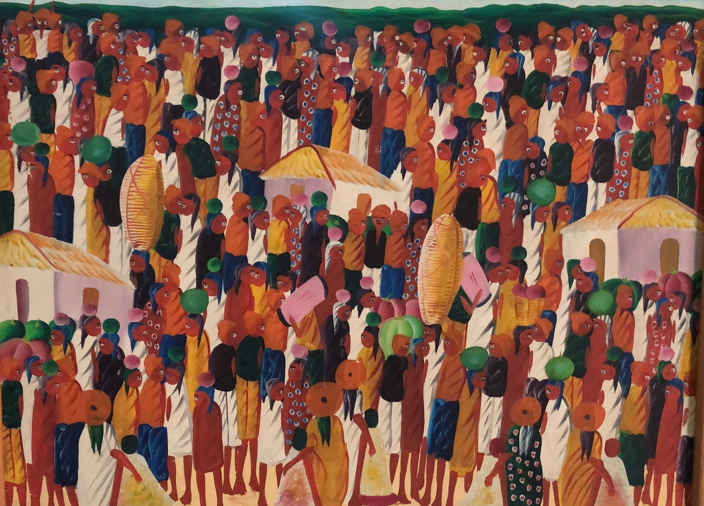 CASIMIR Laurent (1928-1990) 24"x30" Crowded Market c1970 Oil on Canvas Unframed Painting #1YN