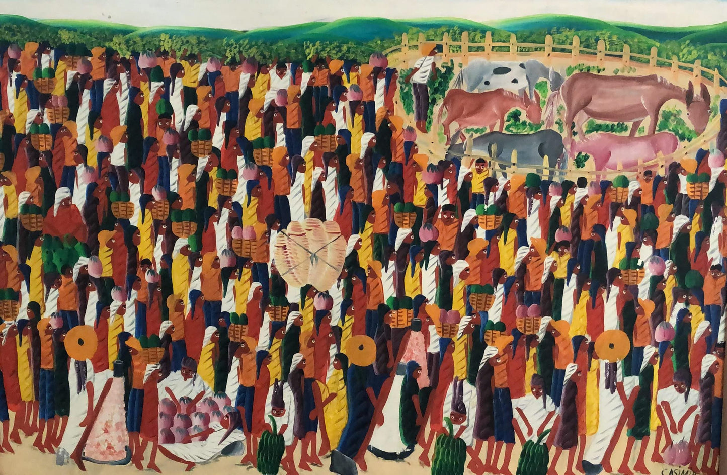 CASIMIR Laurent (1928-1990) 24"x36" Animal Market c1970 Oil on Canvas Unframed Painting #2YN