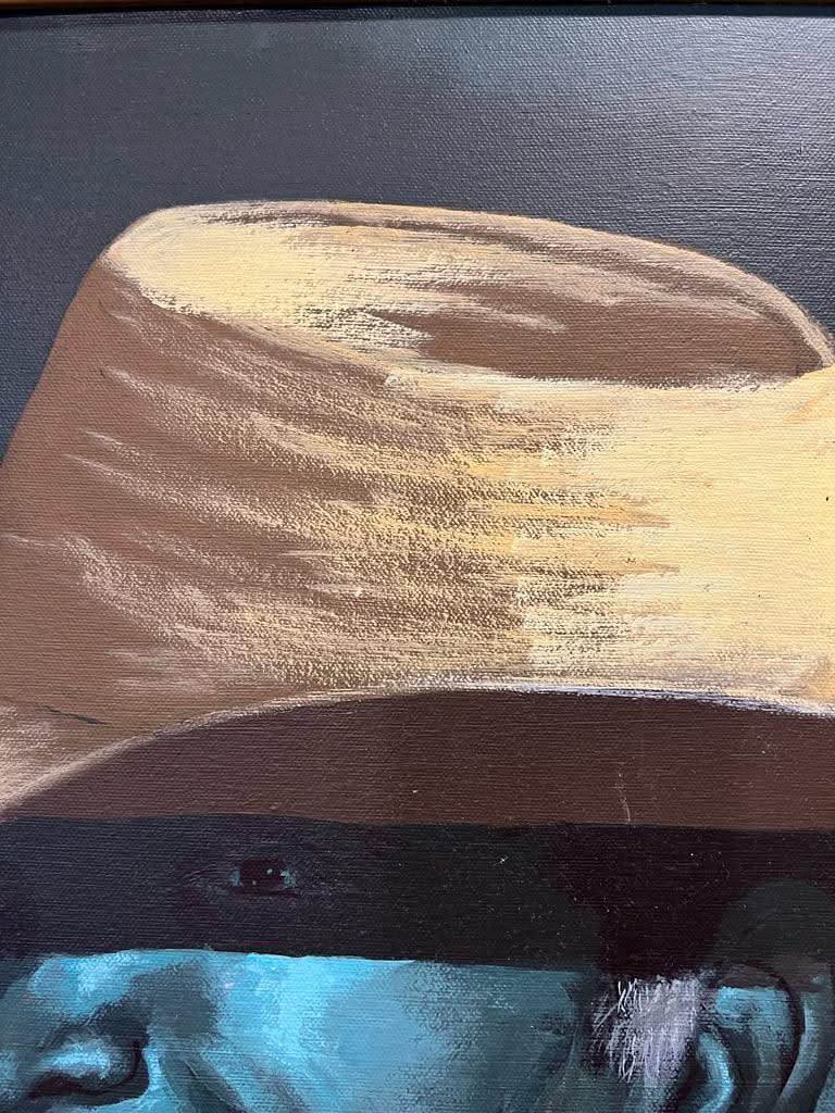 Claude Dambreville (1934-2021) 24"x20" Man with a Hat & Pipe Acrylic on Canvas #1BA