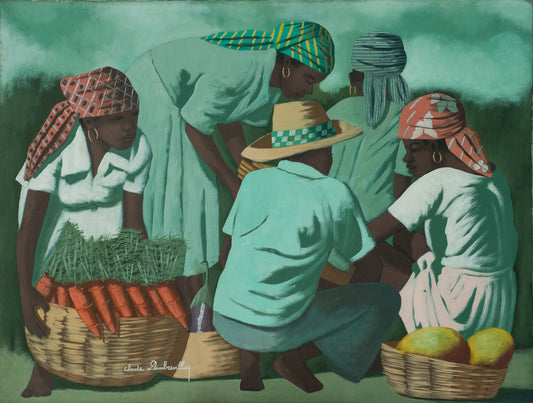 Claude Dambreville (1934-2021) 35 ½" x 47 ½" Street Market 1997 Acrylic on Canvas Painting #128-3-96GSN- Fondation Marie & Georges S. Nader