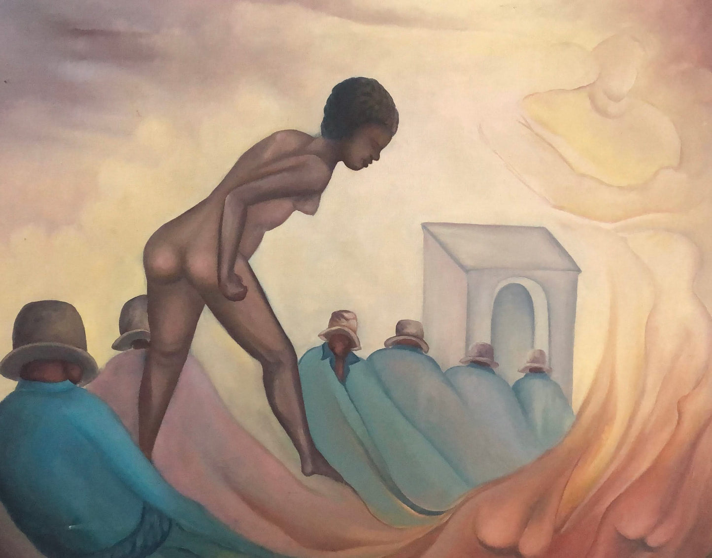 Raymond Dorleans (1947-2000) 24"x12" Hibiscus/Damas 1989 Óleo sobre lienzo #7-2-95MFN