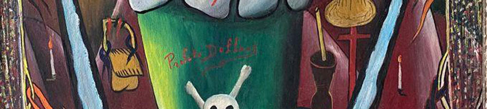 Prefete Duffaut (Haitian, 1923-2012) 36"x24" Vodou Ritual With Sacred Star c1980 Oil on Canvas Unframed Painting #3JN-HA