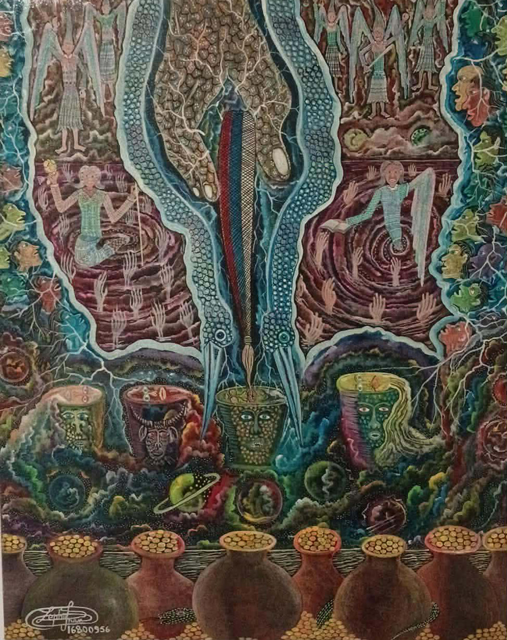 Frantz Zephirin Damballa and Ayida-Wedo Vodou Painting c.2000