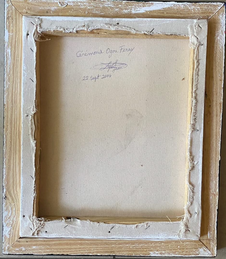 Frantz Zephirin 20”x17.50" Ceremonie Ogou Feray 2004 Oil on Canvas Painting #21JN-HA