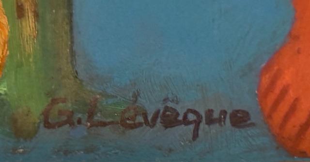 Gabriel Leveque (1923-2013) 24"x16" Angel Musicians Among Flowers c1970-1980s Oil on Board Unframed Painting#1BN