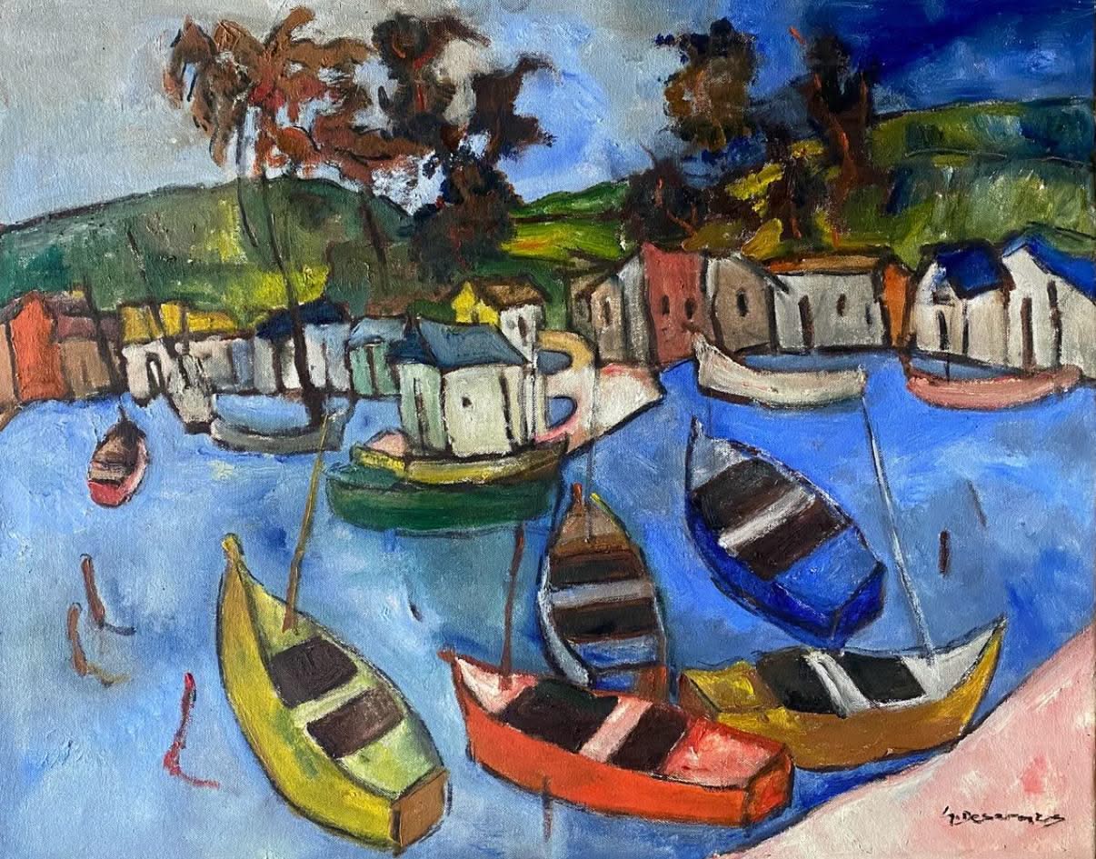 Georges Desarmes 24"x30" Multicolored Boats Oil on Canvas Unframed Painting #5JN-HA