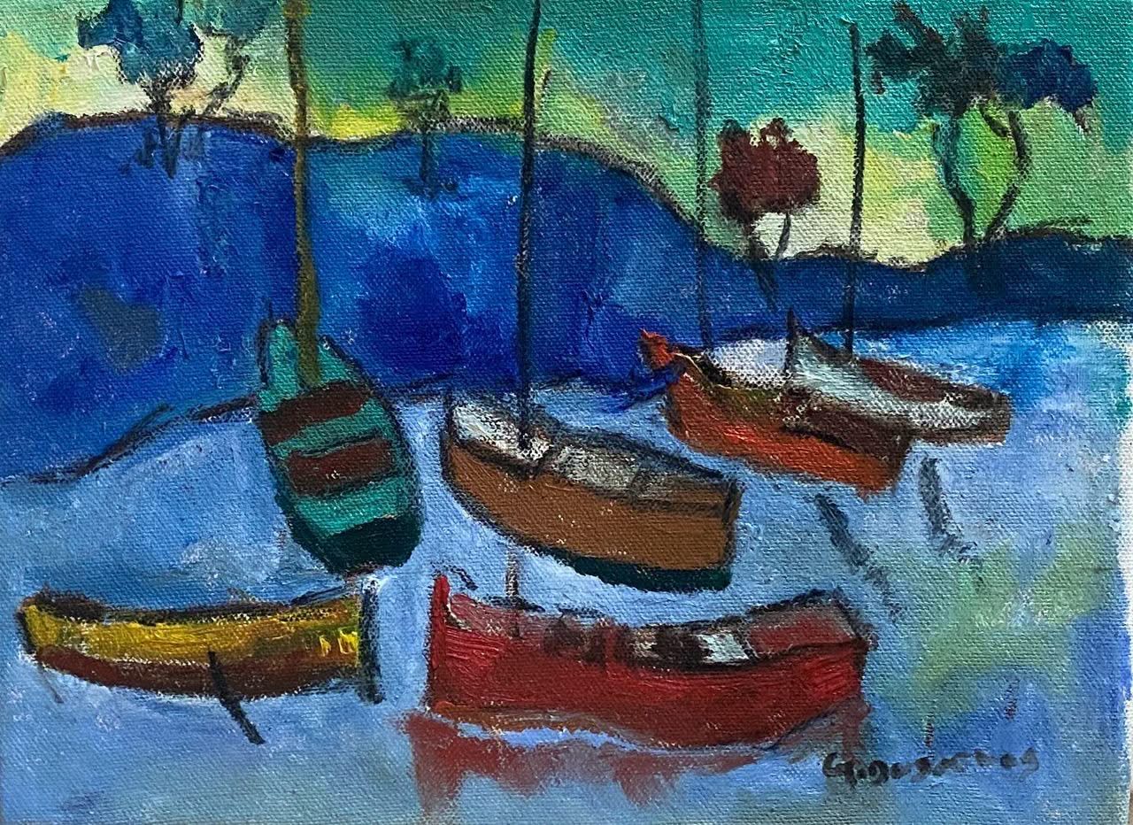 Georges Desarmes 9"x12" Boats Oil on Canvas Unframed Painting #7JN-HA
