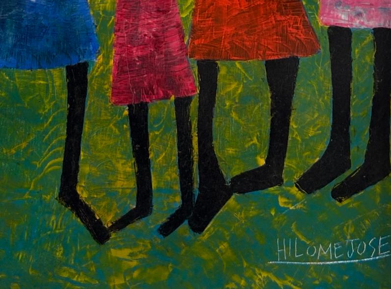 Hilome Jose 24"x16" Tall People 1990 Acrylic on Board Painting#1AK