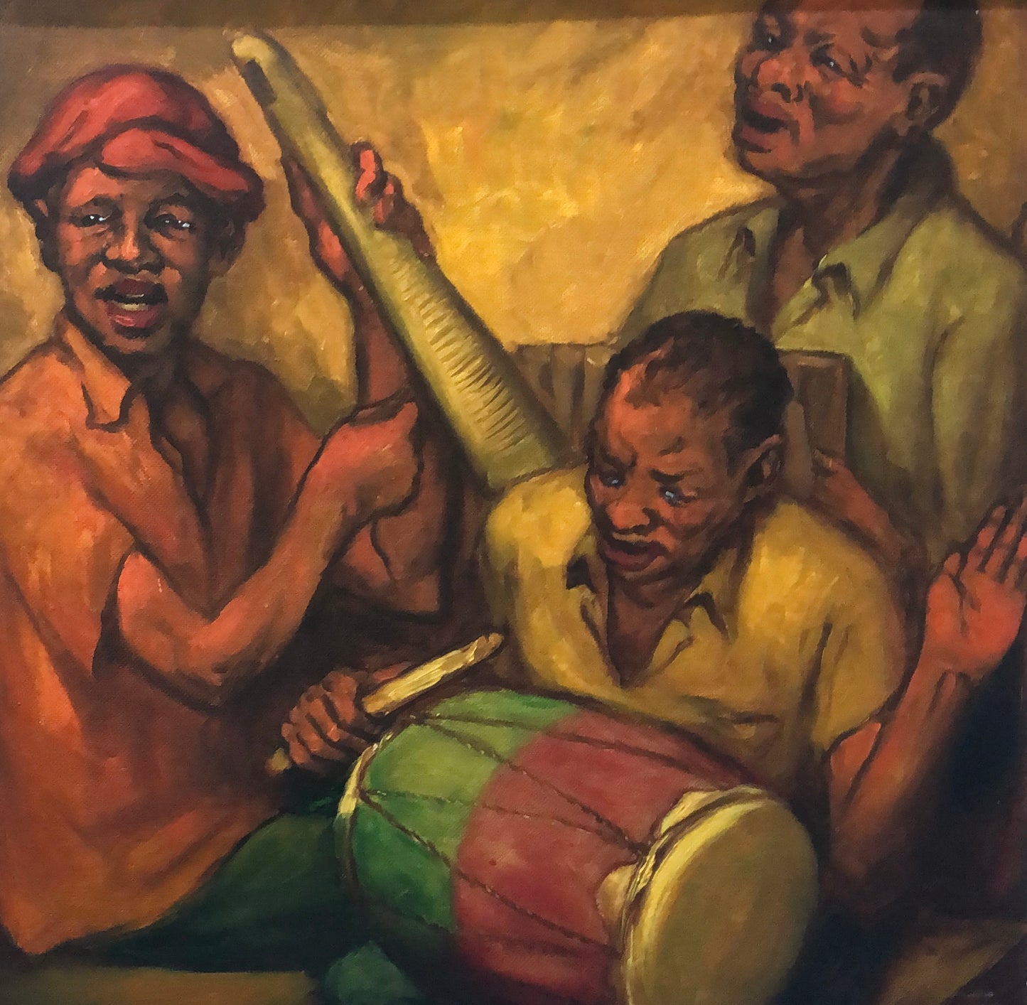 Juan Plutarco Andujar (1931-1995) 27.50"x27.50" Músicos Acrylic on Board Unframed Painting #23FN