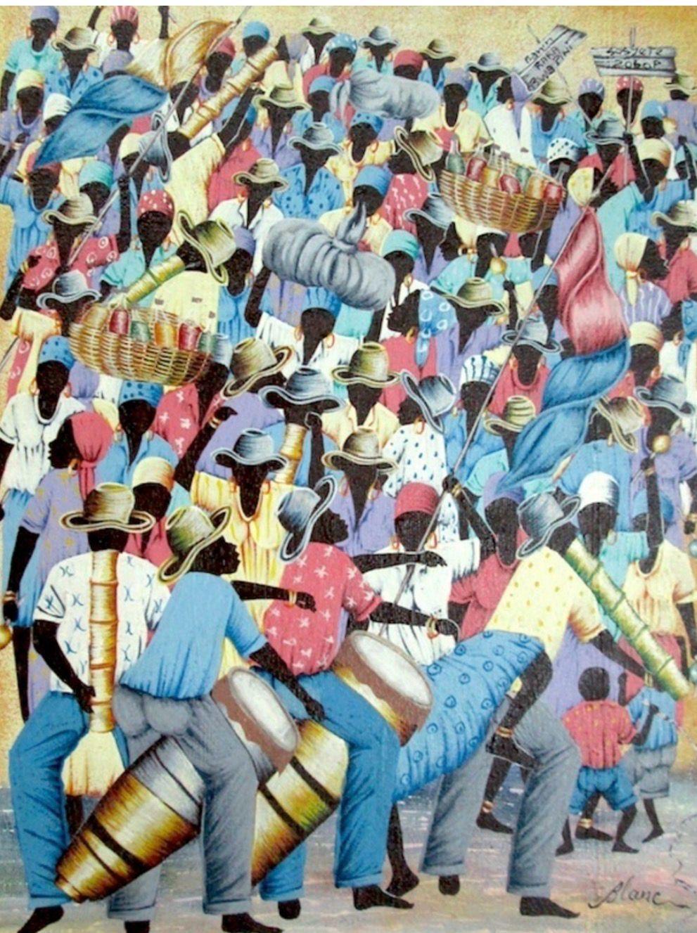 Jean-Claude Blanc 16"x12" Untitled Carnival Scene c. 2000 Oil on Canvas Unframed Painting #J43-HA