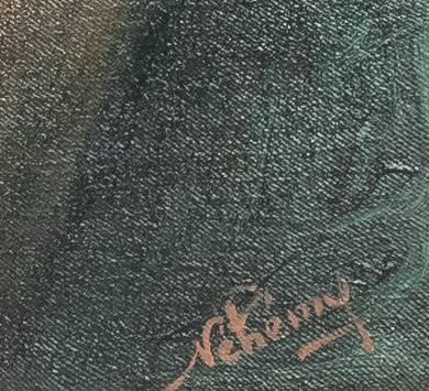 Néhémy Jean (1931-2007) 39 ¼" x 23 ¾" Serenade c1980 Oil on Canvas Framed painting #15SS