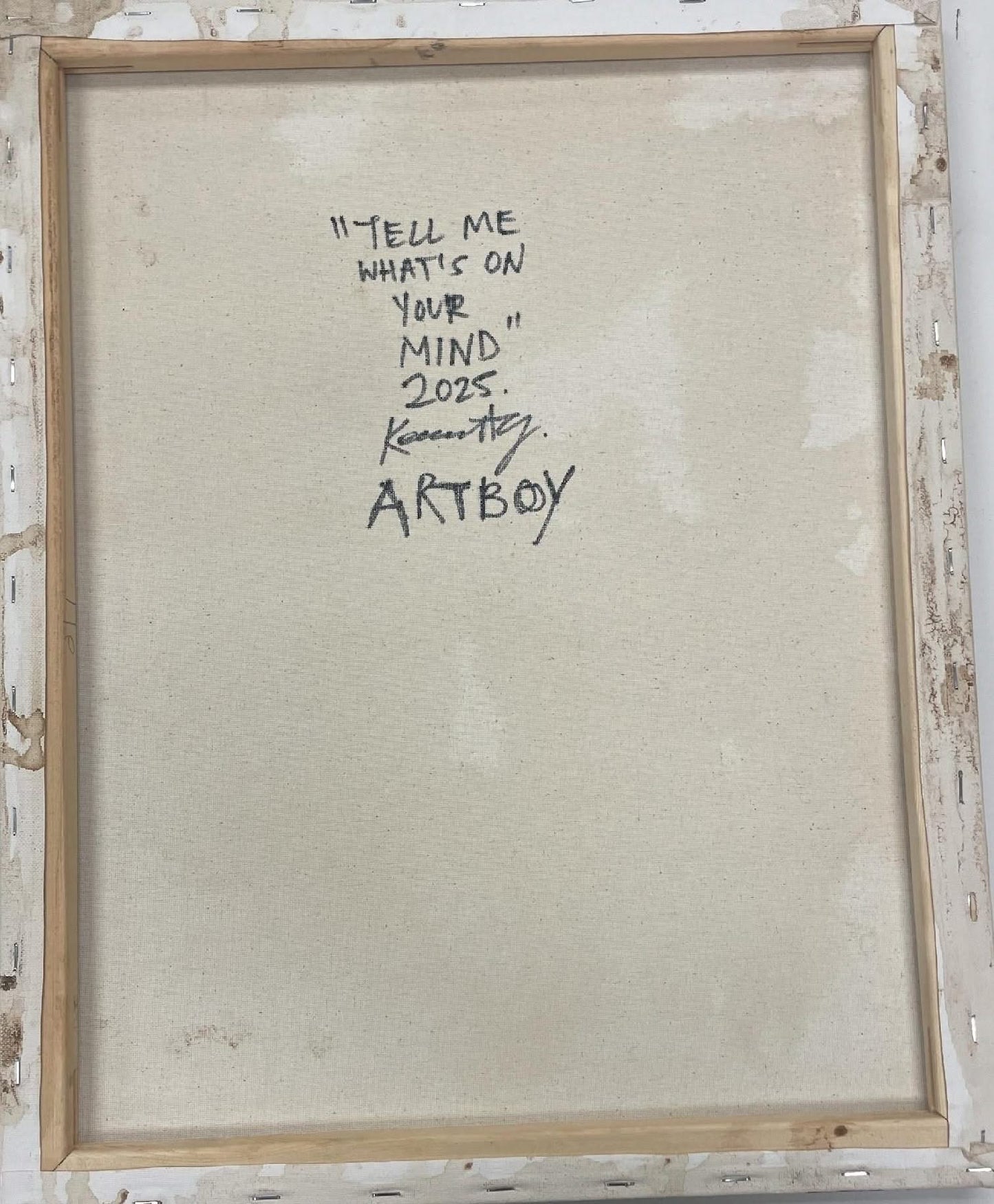 Ken Forbes (American) 20"x16" Tell Me What's On Your Mind 2025 Coffee, Cacao and Acrylic on Canvas Unframed Painting #7KF