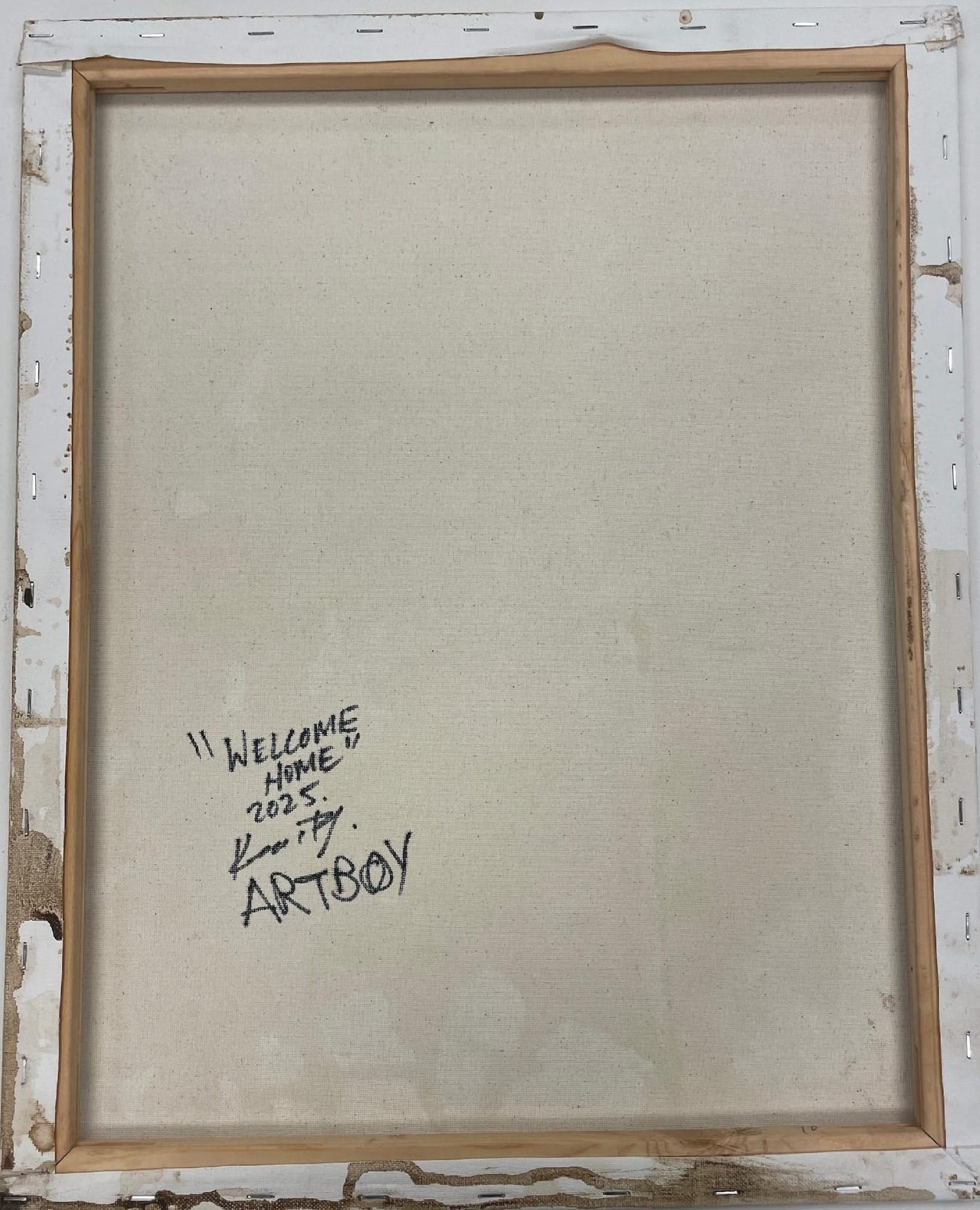 Ken Forbes (American) 20"x16" Welcome Home 2025 Coffee, Cacao and Acrylic on Canvas Unframed Painting #1KF