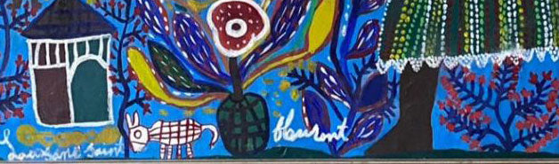 Louisane Saint Fleurant (Haitian, 1924-2005) 40"x36" Woman in Floral Garden c1980 Acrylic on Canvas Unframed Painting #1JN-HA