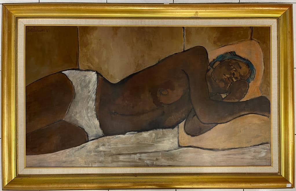 Luce Turnier (Haitian,1924-1995) 28"x48" Oil on Board 1981 Framed Painting #2GSN-HA