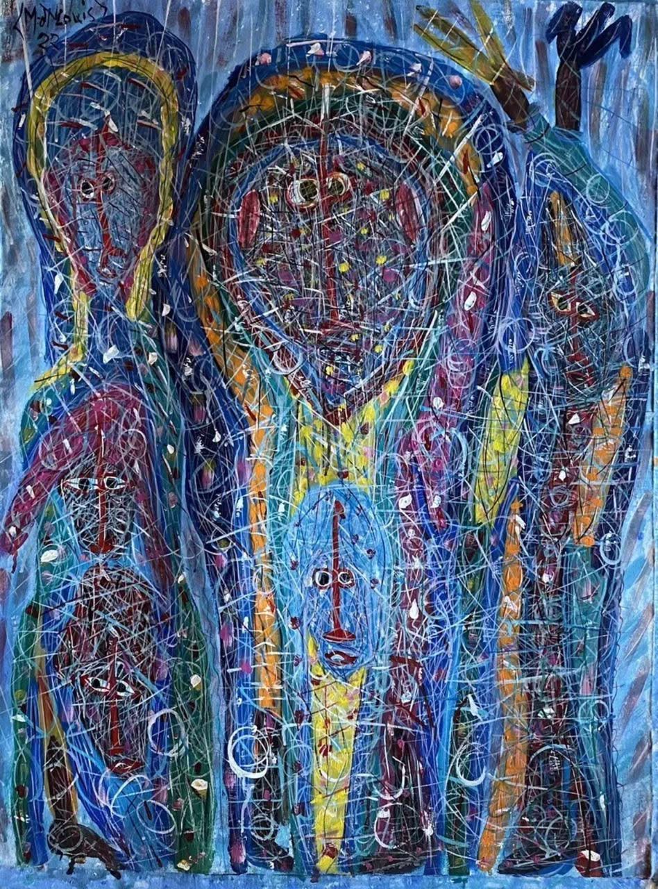 Maxan Jean Louis 40"x30" Abstract Painting #5JN-HA