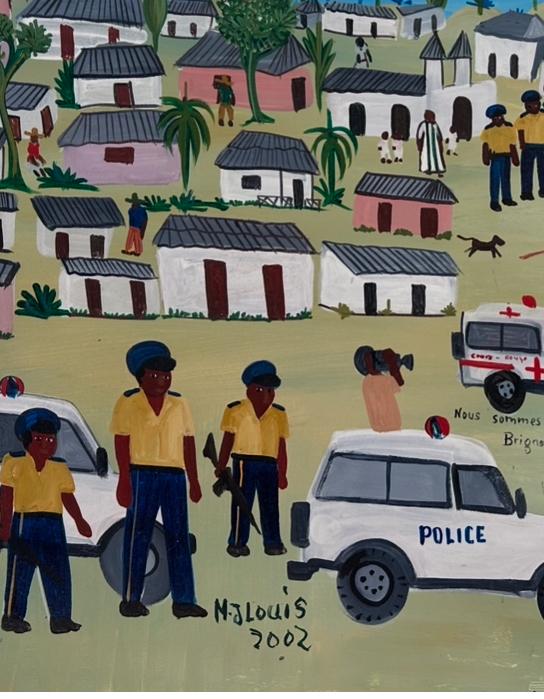 Maxan Jean Louis 24"x30" La Mort de Brignole Lindor 2002 Acrylic on Canvas Painting #4AK