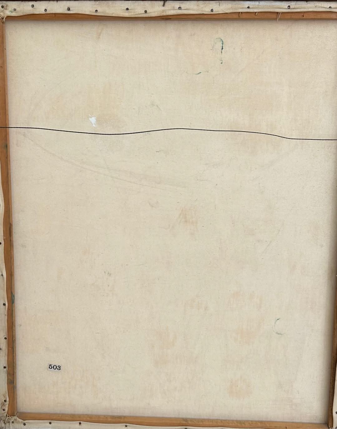 Serge Moleon Blaise 29"x20" Market Scene c1970 Oil on Board Unframed Painting #1CC