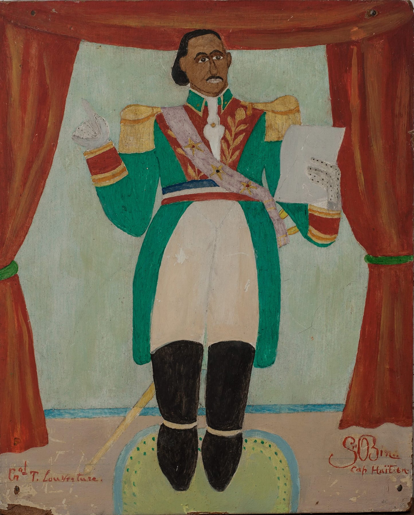 Seneque Obin (1893-1977) 10"x8" Portrait of General Toussaint Louverture c1960 Oil on Masonite 9-3-96GSN-HA-Fondation Marie & Georges S. Nader