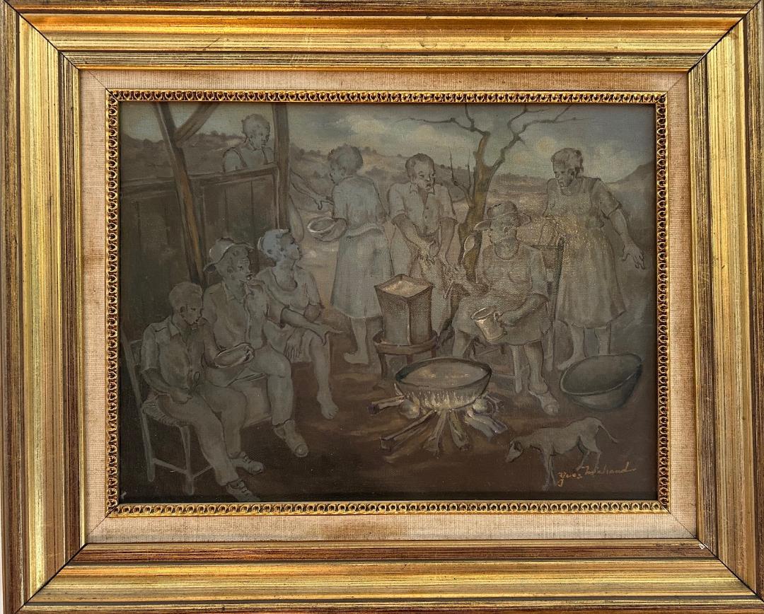 Yves Michaud 30"x24" Fête au Cimetière 2008 Acrylique sur toile #J11-HA