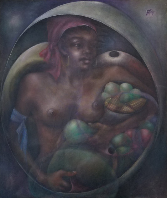 Jonas Allen 47"x44" Nude with Baskets Oil on Canvas #1JN-HA