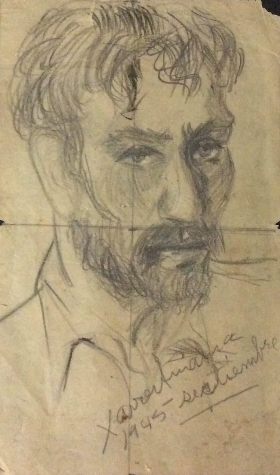 Xavier Amiama (1910-Haïti 1969)8,5"x 5" SANS TITRE 1945 Crayon Encre sur Papier Dessin #3MFN