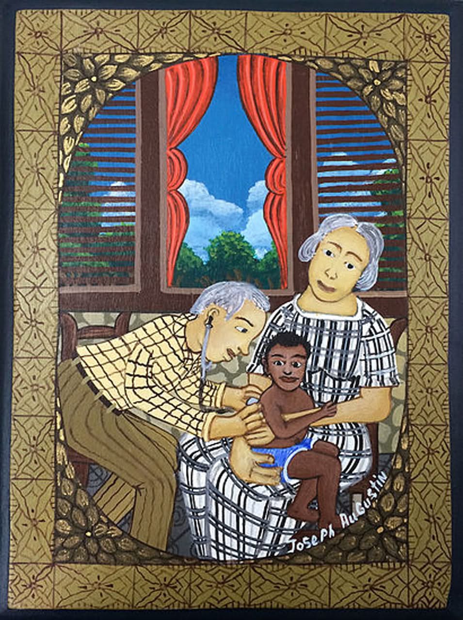 Joseph Augustin 10"x8" A Visit To The Doctor's Oil on Masonite #1403GN-HA