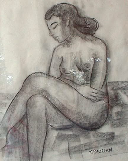 Tamara Baussan 14"x18" Woman Chinese Ink On Paper #J25