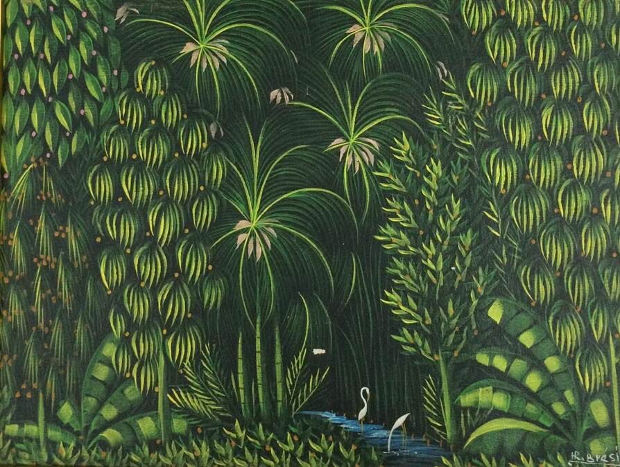 Henri-Robert Bresil (1952-1999) 12"x16" Greenery Oil on Canvas #1101GN-HA