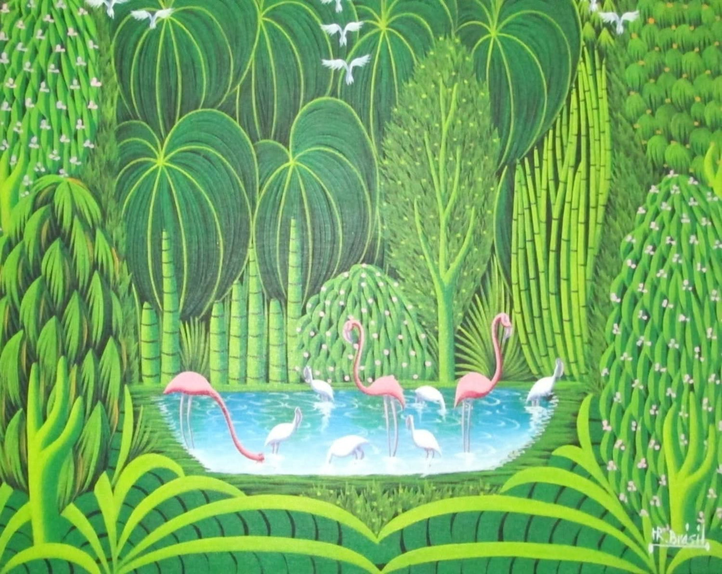 Henri-Robert Bresil 16"x20" Green Landscape Oil on Canvas #J33-HA