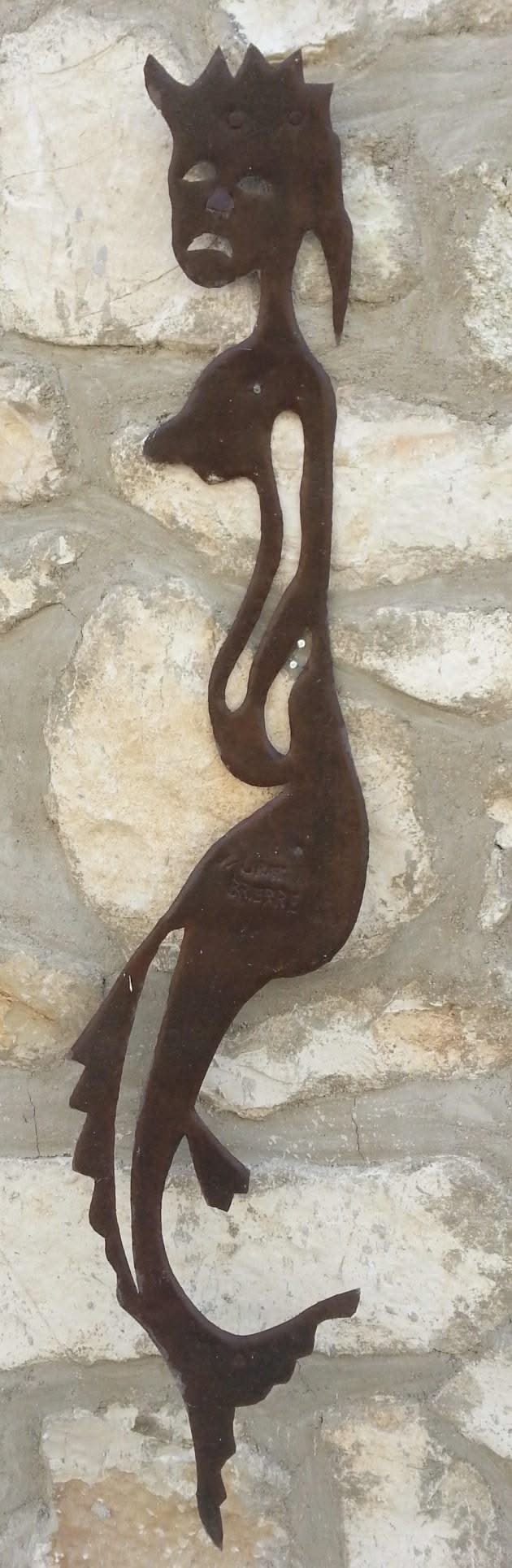 Murat Brierre (1938-1988) 50"x6" Black Mermaid on Metal #2JN-HA