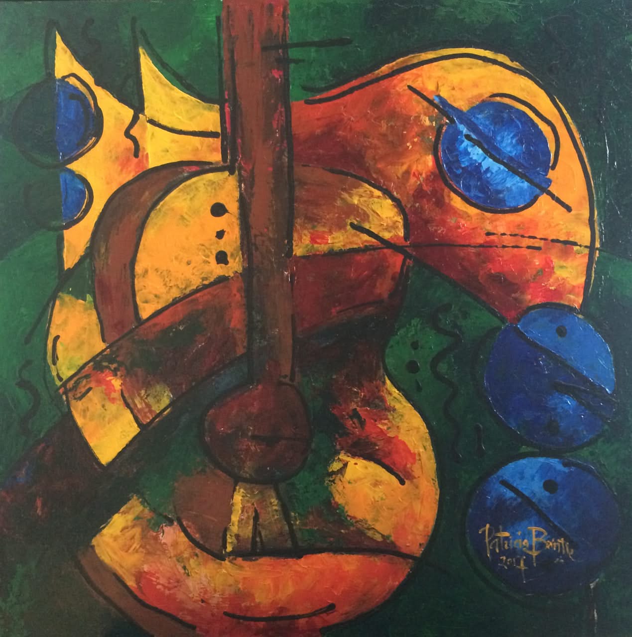 Patricia Brintle 24"x24" Bubbling with Jazz 2017 Acrylic on Masonite #1PB-SOLD