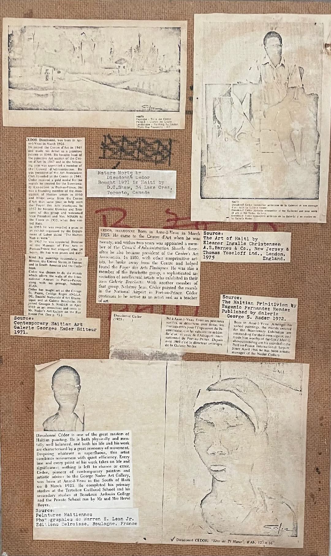 Dieudonne Cedor (1925-2010) 20"x12" Still Life 1971 Oil On Board Unframed #1US-NY