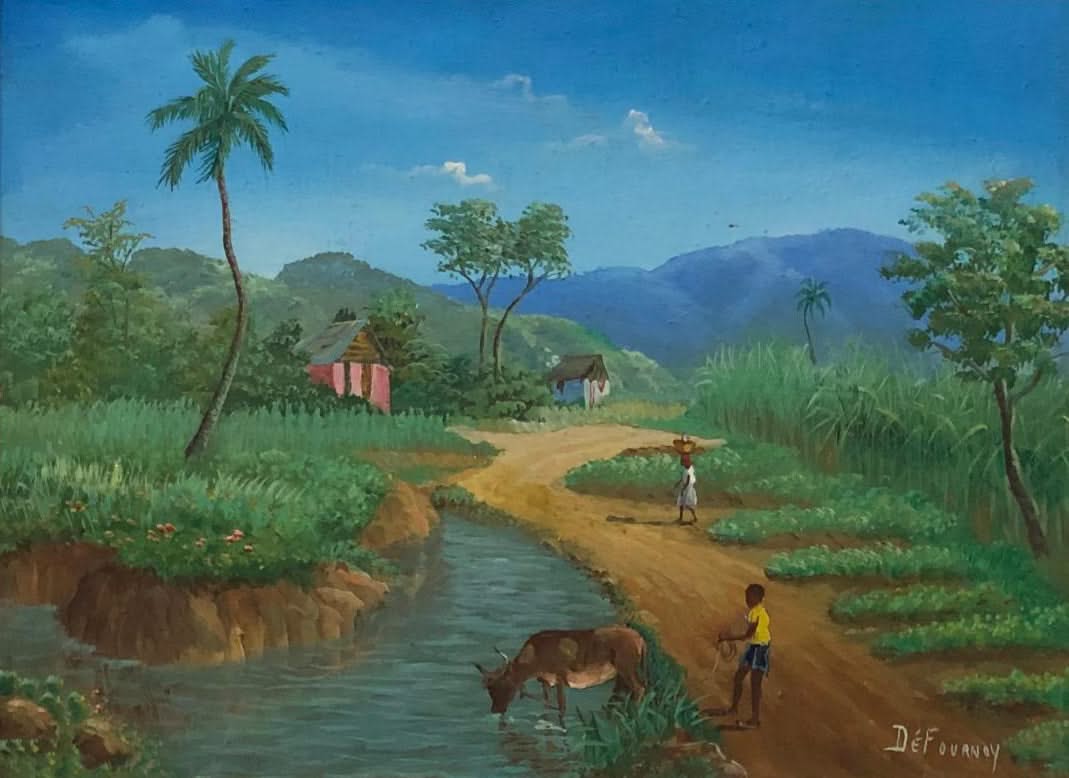 Jean-Felix Defournoy 12"x16" Rural Scene Oil on Canvas Framed #2FC