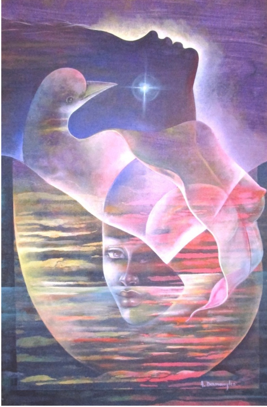 Albert Desmangles 36"x24" Glorious Acrylic on Canvas Painting#J4-HA