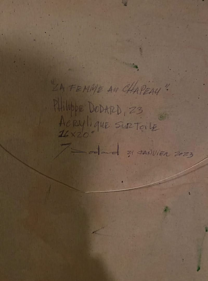 Philippe Dodard 20"x16" LA FEMME AU CHAPEAU 2023 Acrylic on Canvas Painting #26JN-HA