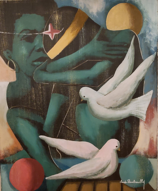 Claude Dambreville (1934-2021) 24"x20" Dove Cry c1990 Acrylic on Canvas #1MF