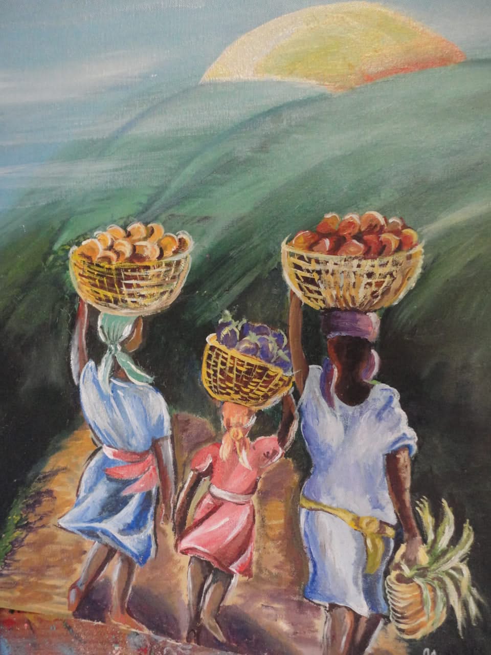 Micheline Dusseck 18"x 15" Countrywomen Oil On Board #10CMD