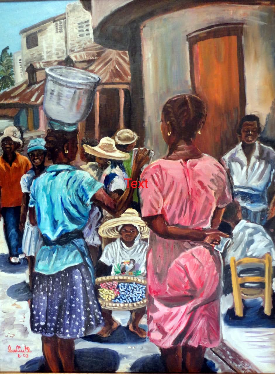 Micheline Dusseck 24" x 18.50" Water Merchant Oil On Canvas #8CMD