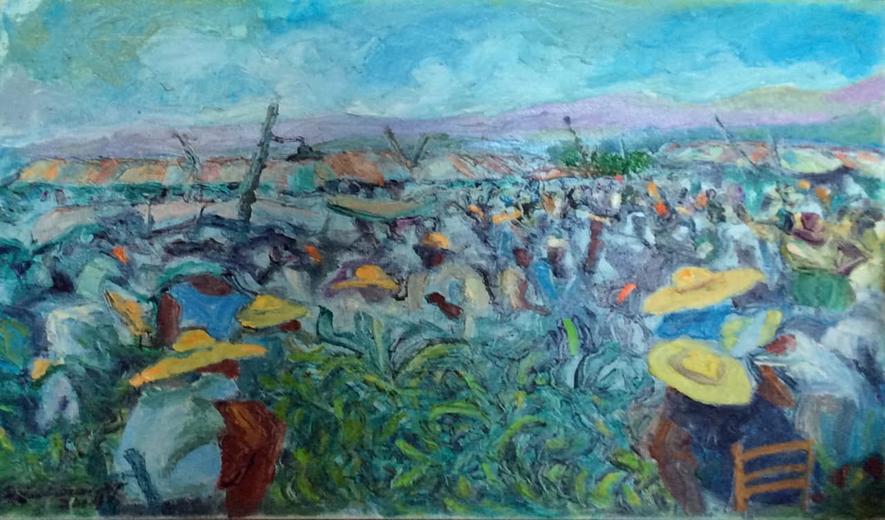 Eric Girault 24"x30" 2014 "Bananas Sellers" Oil on Canvas#15EG