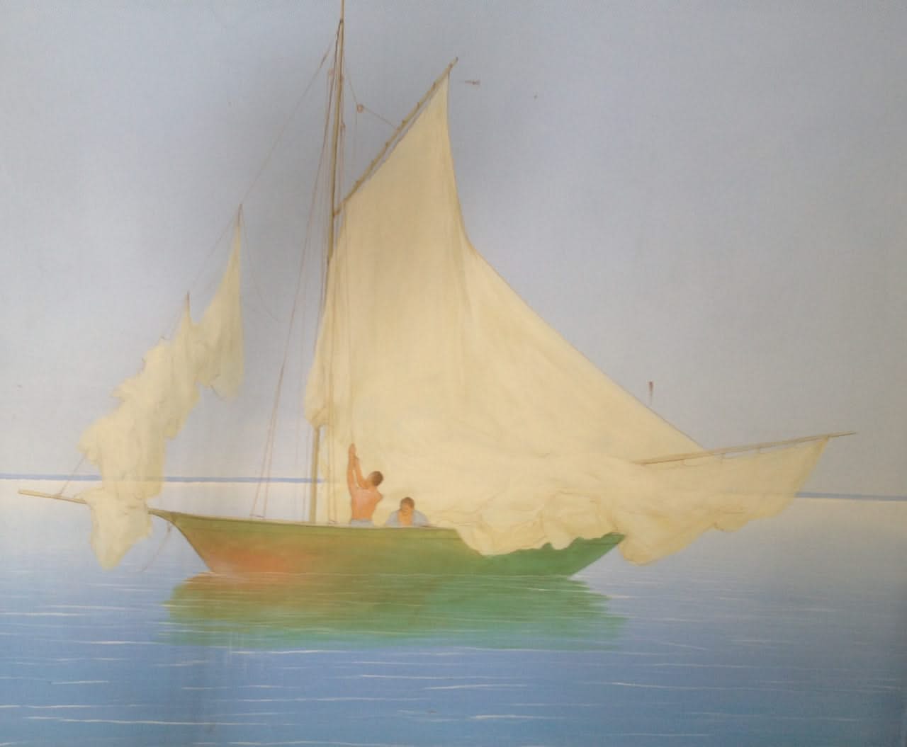 Juan Plutarco Andujar (1931-1995) 50" x 60" Marina Oil on Canvas #9FN