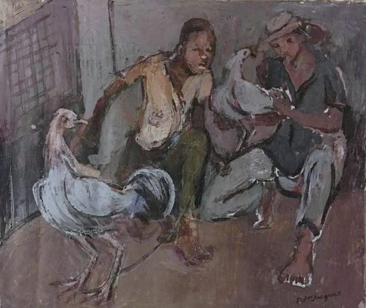 Carlo Jn-Jacques (1943-1990) 20"x24" Gaguerre Acrylic on Canvas #1EB