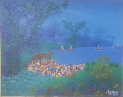 Henri Jn-Louis 20"x16" Market by the Port 2020 Oil on Canvas #1JN-HA